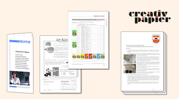 Druckbeispiele für creatovFLORPOST - Flyer, Werbebeilagen, Berichte und Dokumentationen